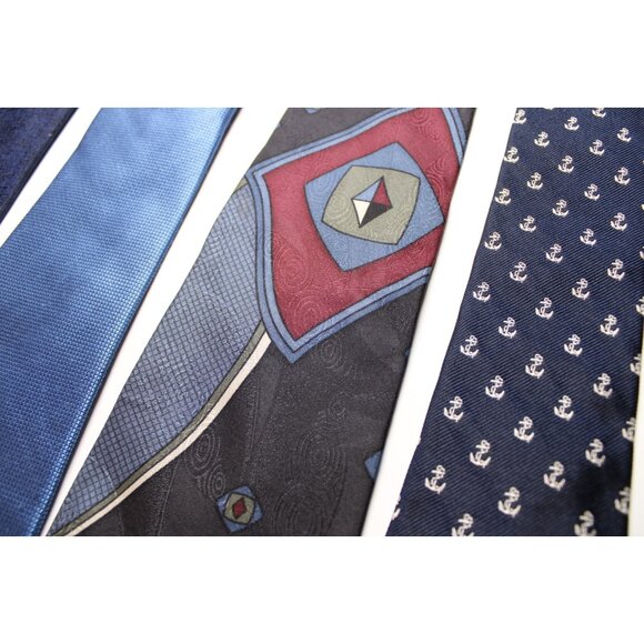 Lot of 6 Blue Neckties Hilfiger Klein Prince Consort Wang Bugatti Ralph Lauren - Picture 2 of 9